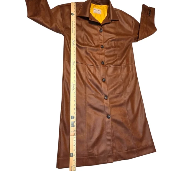 Free People Carmen Vegan Suede Duster Coat Brown Longline Oversized XS NWOT - Picture 9 of 16